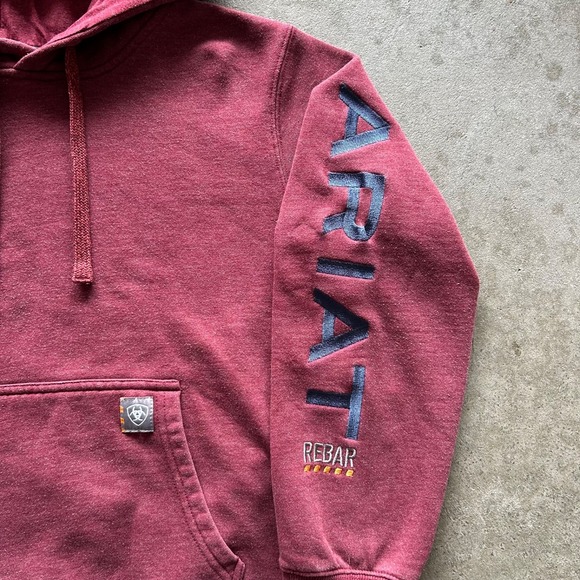 Ariat Rebar Graphic Hood Sweatshirt Women's Medium Red Hoodie Workwear - Picture 4 of 8